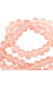Faceted glass beads 3x2mm disc Smashing pink-pearl shine coating